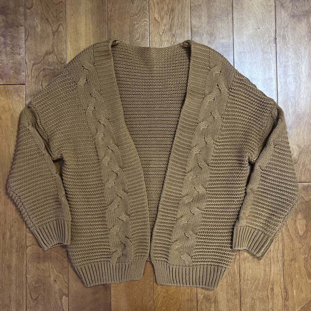 Brown Chunky Knit Cardigan Sweater Size Small Preppy Boho Casual Relaxed Indie - Picture 2 of 8
